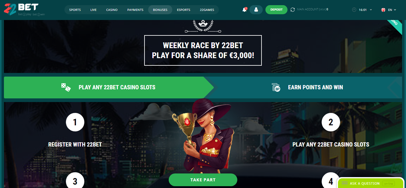 22 Wette wöchentliches Casino-Turnier