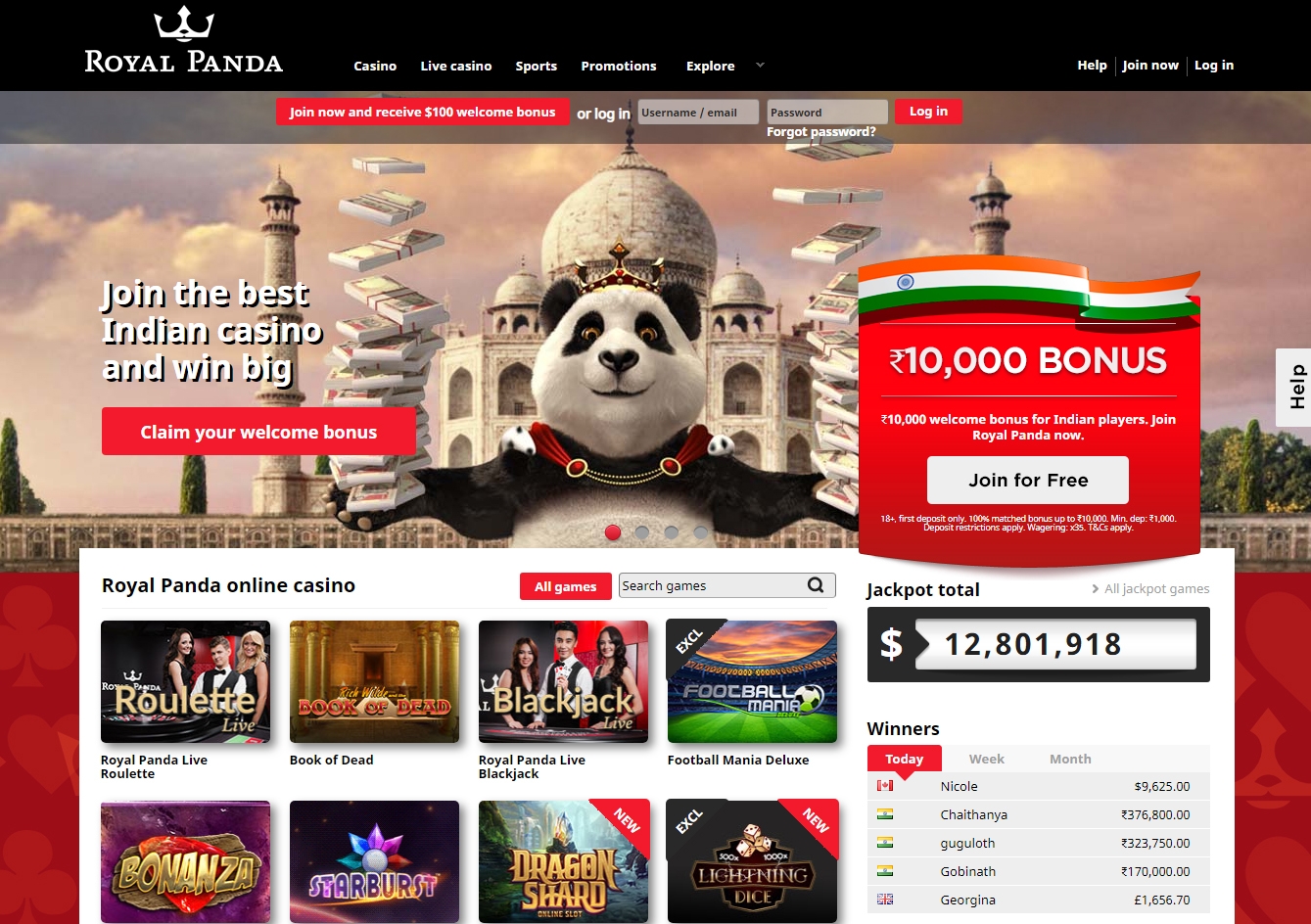 Royal Panda Casino starten