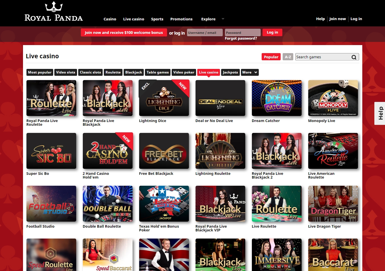 Royal Panda Live Casino